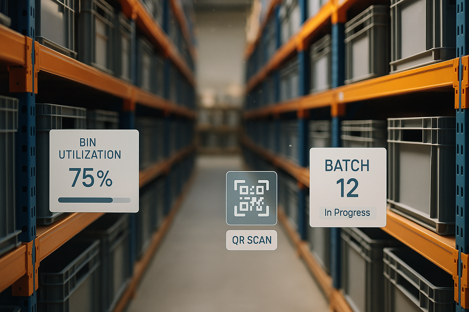 Automated warehouse aisle illustration